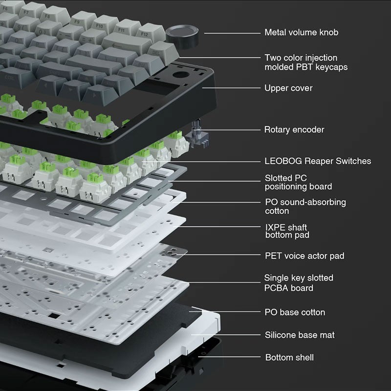 Teclado Mecânico Gamer AULA F75 RGB Layout 75% Gravação Lateral Gasket Mounted Personalizado 80 Teclas Keycaps PBT Teclado Sem Fio