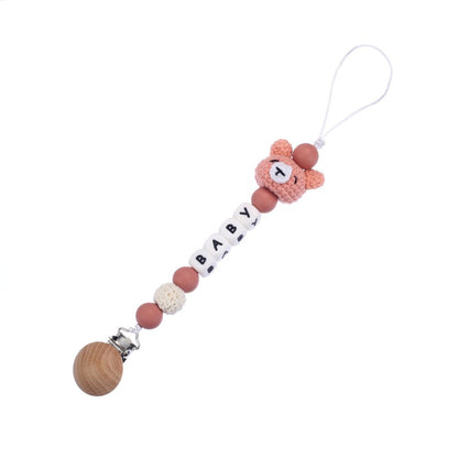 Wooden Dummy Holder Clip Customization Name Silicone Pacifier Chain For Baby Teether Nipple Chain Care Kids Birthday Shower Gift