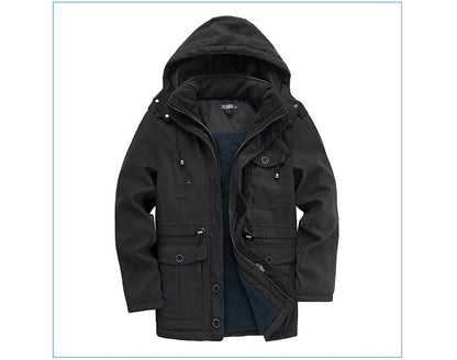 Winter Mens Fleece Warm Jackets Fashion Men Thicken Thermal Tactical Hooded Coats Men Outdoor Multi-pocket Windbreaker Jacket