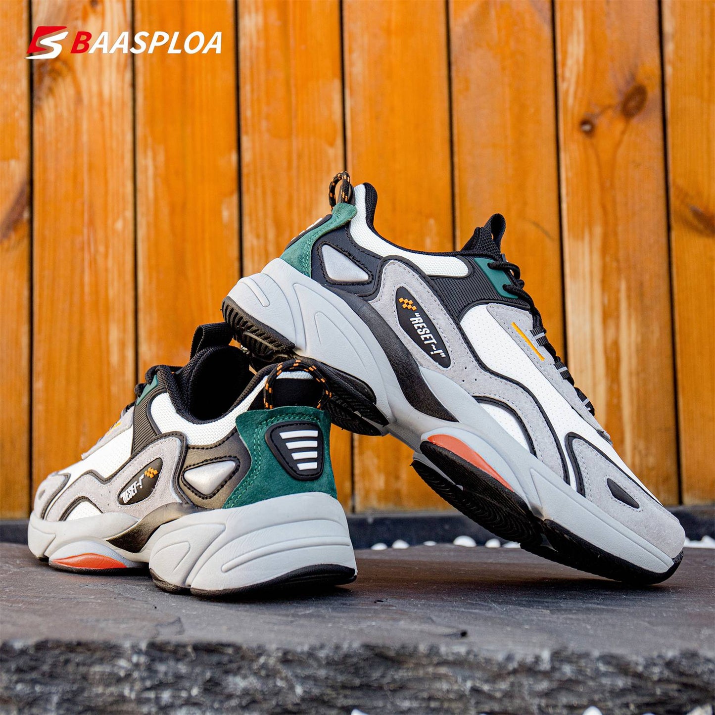 Baasploa Lightweight Running Shoes For Men's Designer Leather Casual Sneakers Lace Up Male Outdoor Sports Shoes Tennis