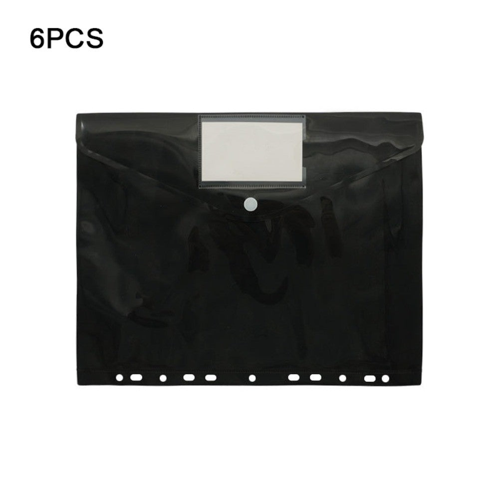 6 pcs Colorful Plastic Binder Folders Clear A4 Binder Pocket Snap Closure 11 Holes Punched Pockets Home Office