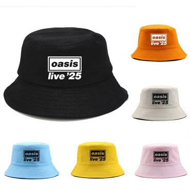 OASIS New 2025 Printed Cotton Bucket Hat Men Women Party Music Outdoor Fashion Panama Fisherman Hat Sun Beach Hat Wholesale