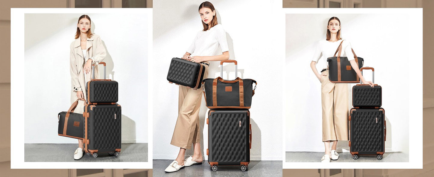 Melalenia Luggage Sets 7 Piece Hard Shell Carry on Suitcase with Spinner Wheels and TSA Lock, Lightweight Travel Duffel Bag