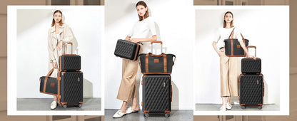 Melalenia Luggage Sets 7 Piece Hard Shell Carry on Suitcase with Spinner Wheels and TSA Lock, Lightweight Travel Duffel Bag