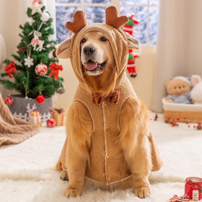 Roupas de Natal para Cães de Inverno Desenho Animado Vestido Médio e Grande Porte Golden Retriever Cão Grande Capa de Duas Pernas Vestido de Transformação