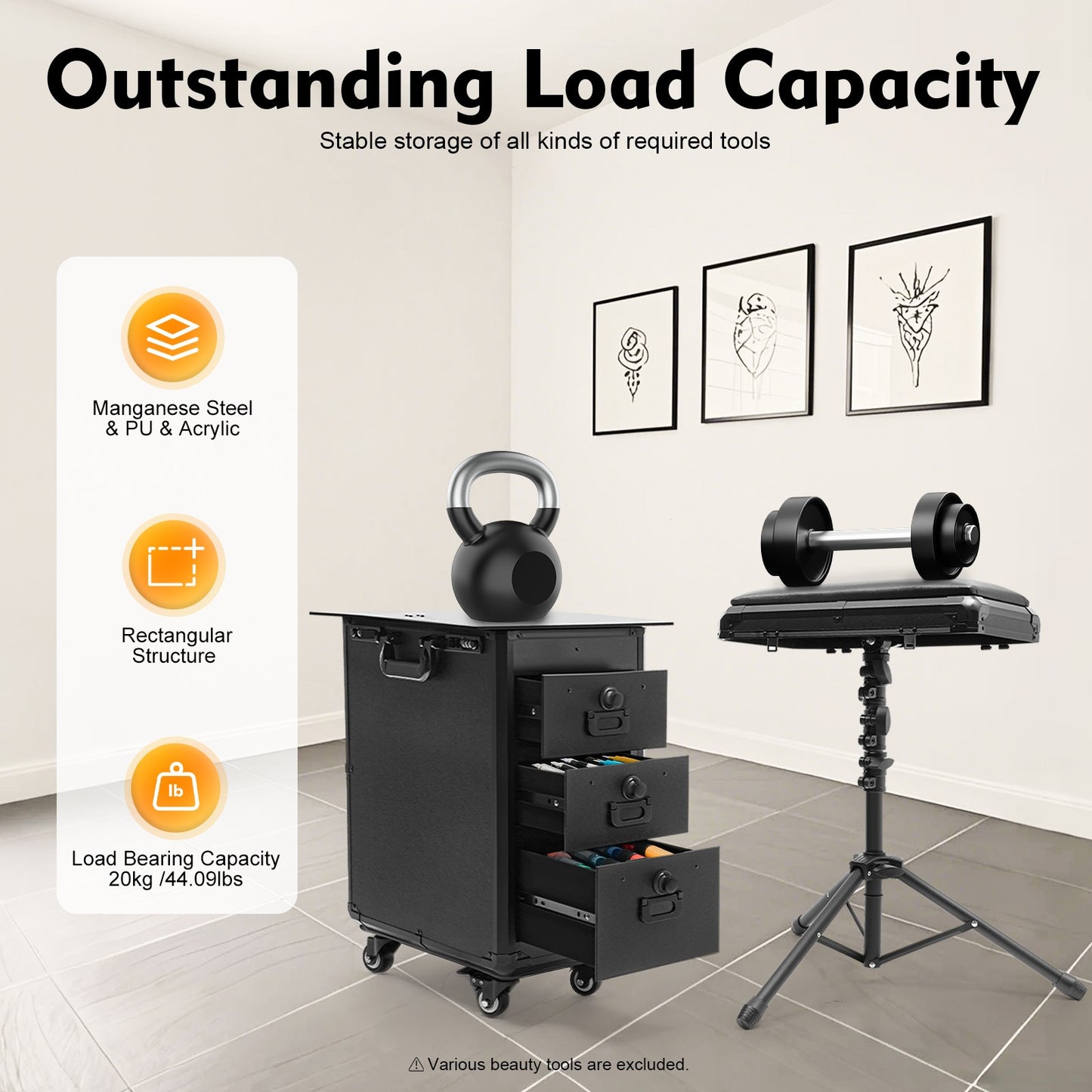 Tattoo Travel Case Rolling Cart Tattoo Workstation Makeup Suitcase for Professional Artists Hair Barbers