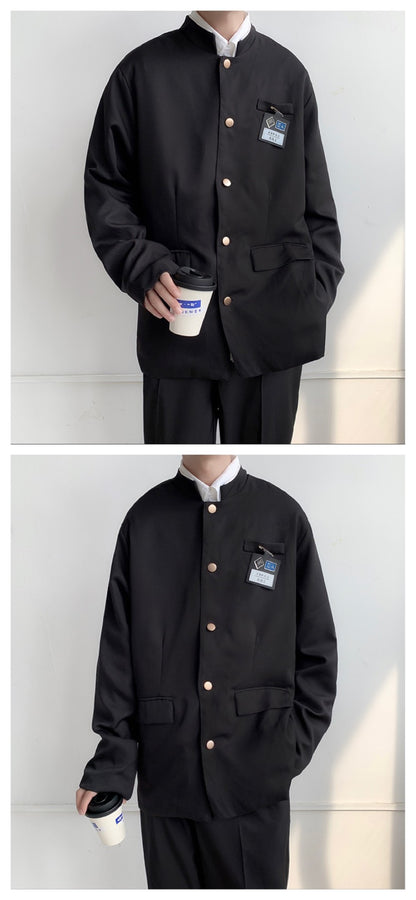 Japan Style School Uniform Jacket Stand Collar Men Women Tunic Suit Jacket DK Costume Black Coat With Nameplate High Version