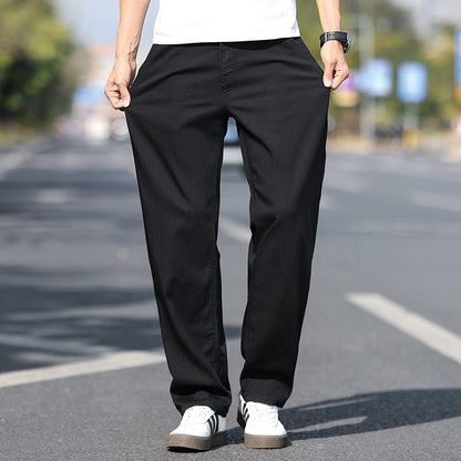 Loose Wide-leg Men's Thin Jeans Lyocell Soft Drape Fabric Comfort Trousers Spring Summer Fashion Brand Washing Denim Pants