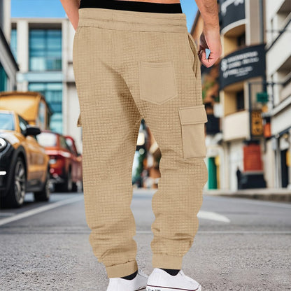 Men's Clothing  Pants Autumn Winter Fashion Casual Heavyweight Small Check Loose Jogger Sweatpants Waffles