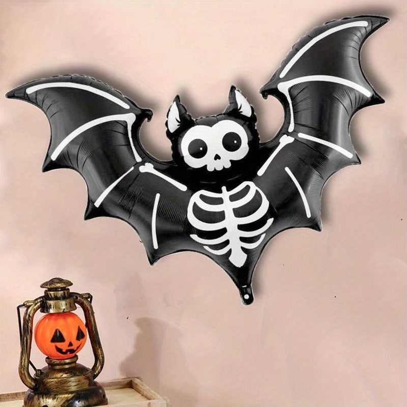 1pc Matte 59-Inch Extra Large Bat Halloween Balloon - Realistic Black & Gray Aluminum Foil Balloon , Halloween Decorations
