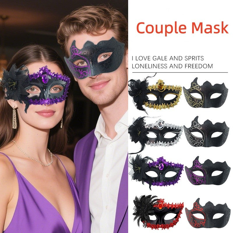 2PCS Couple Masks Sexy Painted Masquerade Mask Men Women Half Face Wedding Carnival Performance Costume Prom Parties Supplies