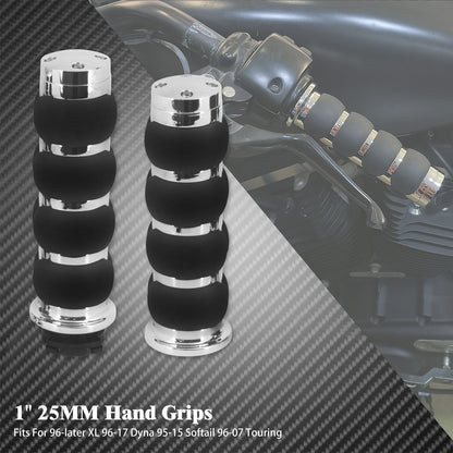 Manoplas de Guidão de Moto 1" 25mm Universal Para Harley Sportster XL1200 Touring Street Glide FLHR Dyna FXDL FLS