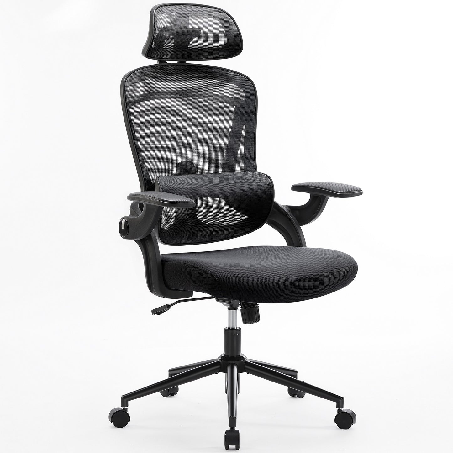 Cadeira de Escritório Ergonômica JHK com Apoio Lombar Ajustável em Mesh, Inclinação de 120°, Encosto Alto Confortável e Braços Macios Retráteis