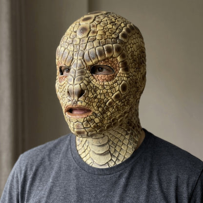 Lizard Man Realistic Snake Monster Mask Soft Reptile Texture Full Face Mask Latex Scary Snake Skin Headgear Adult Unisex