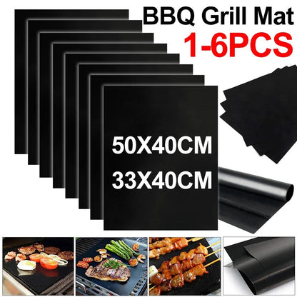 1-5pcs BBQ Grill Mat Non-stick Mat Heat Resistant Grill Mat Outdoor Baking Reusable Barbecue Party Mat 40x50cm Grill Accessories
