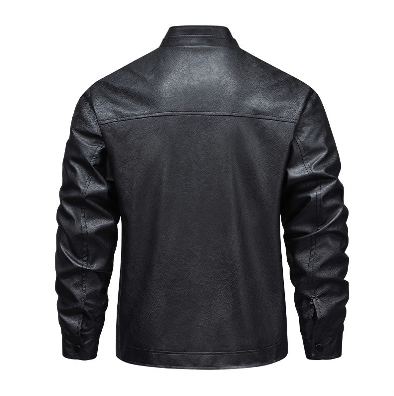 Autumn Thin Velvet Leather Jacket Men 2025 New  Coat Men's Top Windproof Leisure Mens Streetwear Zipper Retro Moto Biker jackets