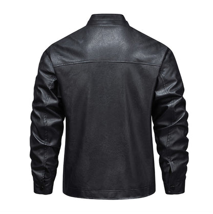 Autumn Thin Velvet Leather Jacket Men 2025 New  Coat Men's Top Windproof Leisure Mens Streetwear Zipper Retro Moto Biker jackets