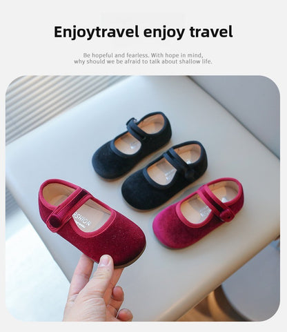 2025 Princess Flat Shoes for Baby Girls Kids Autumn Vintage Soft-sole Flatties with Low-cut Uppers Children Flats