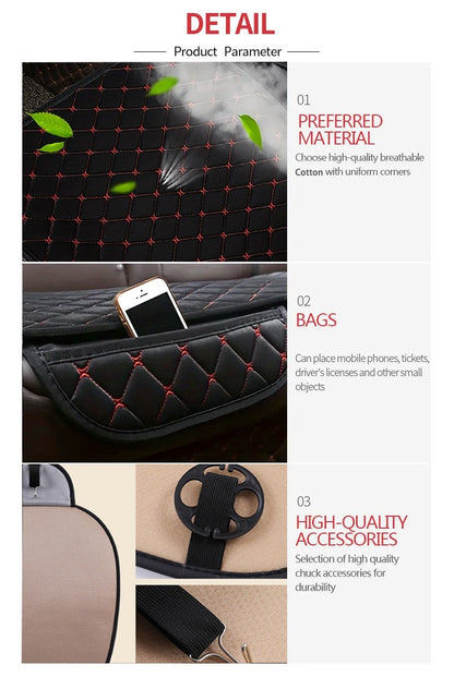 Kcimo 3Pcs Cotton and linen Car Seat Cover Set Universal Car Seat Cover Cushion Car Seat Protector Interior Car Accessories