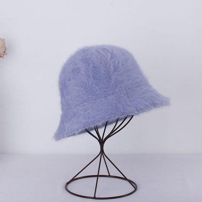 2023 new Hat winter women's fashion Solid color rabbit fur hat bucket cap  fisherman's hat  knitted wool basin Bucket Hat