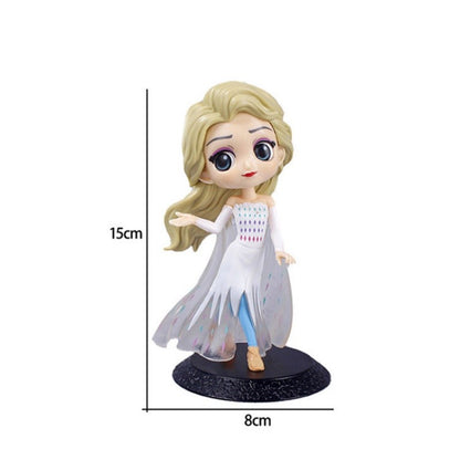 Miniso 14cm Princesas Q Posket Bonecas Elsa Anna Mulan Tinker Bell Elsa Aladdin kawaii Brinquedo para Bolo Decoração Modelo menina presente