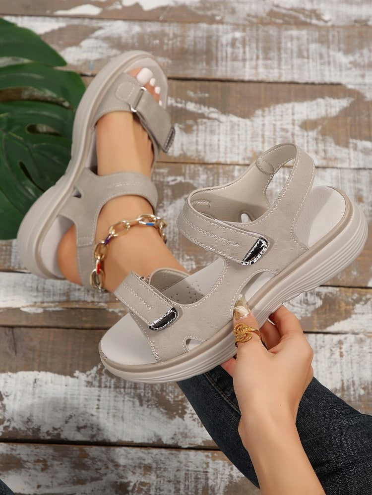 Summer 2024 New Sandals for Women Sports Style Wedge Heels Light Velcro Plus-size Slippers for Women