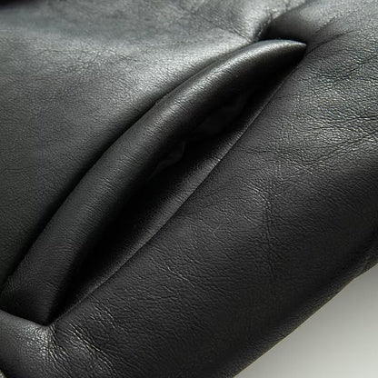 Women's Coat 2025 Autumn New Style Black Long-Sleeve Leather and Fur Integrated Coat with Belt High-End Outerwear Elegant