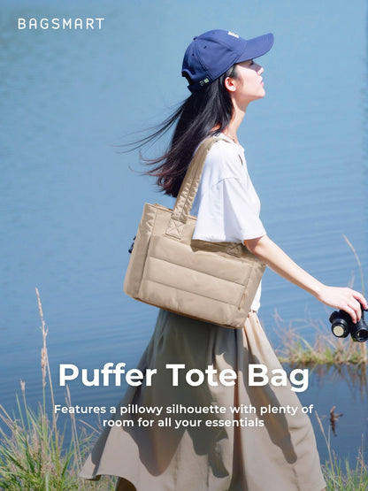 BAGSMART Women's Tote Bag Simple Travel Bag Casual Commuting Messenger Handbag Student College Shoulder Bag