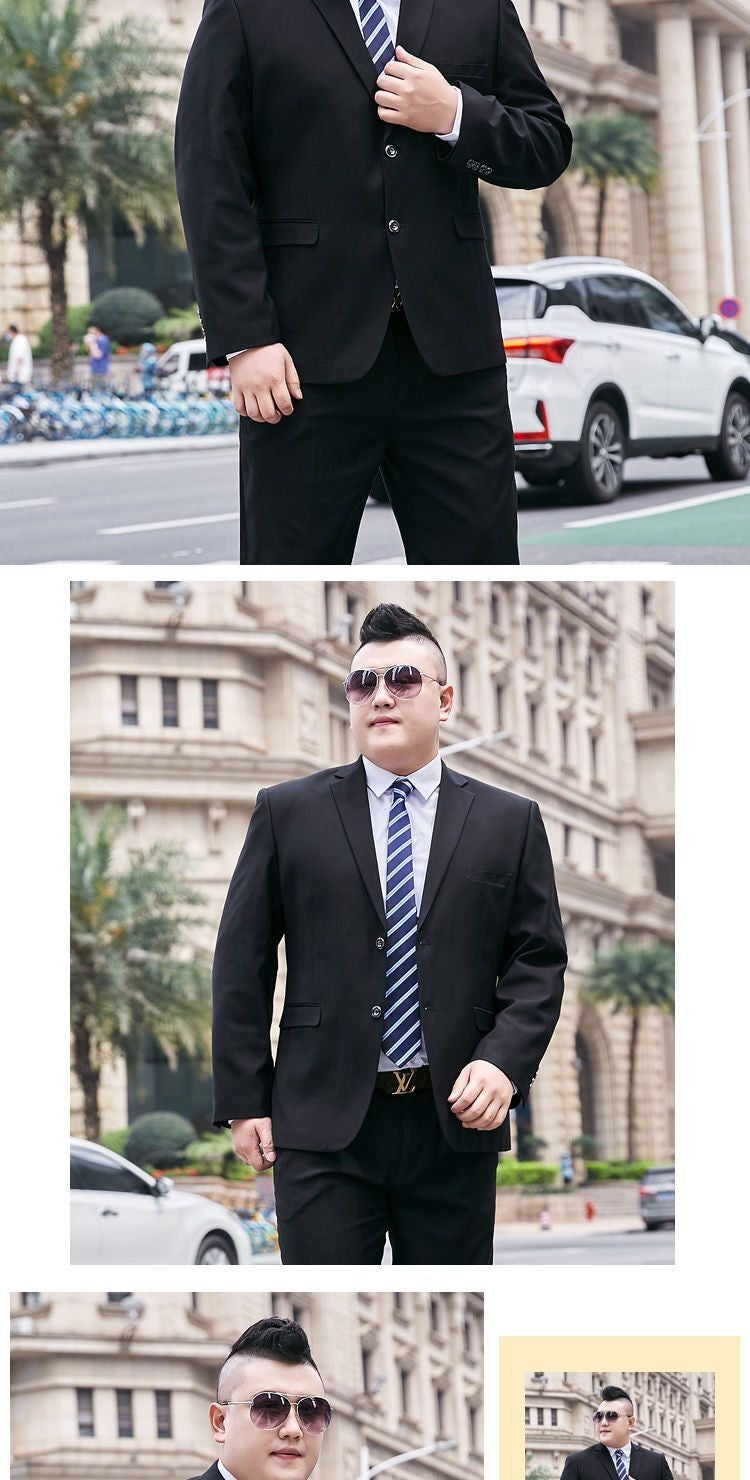 Fat Brother Big Size Pants Men's Suits Formal Business Dress Fashion Leisure Occupation 2 Piece Set Blazer Wedding Jackets S-9XL