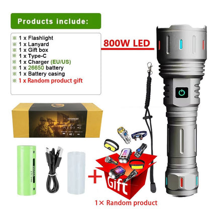 2025 New 15000mAh XHP390 Flashlights 10000000LM Ultra Powerful Flashlight Zoom USB Rechargeable Lantern Outdoor Camping Torch