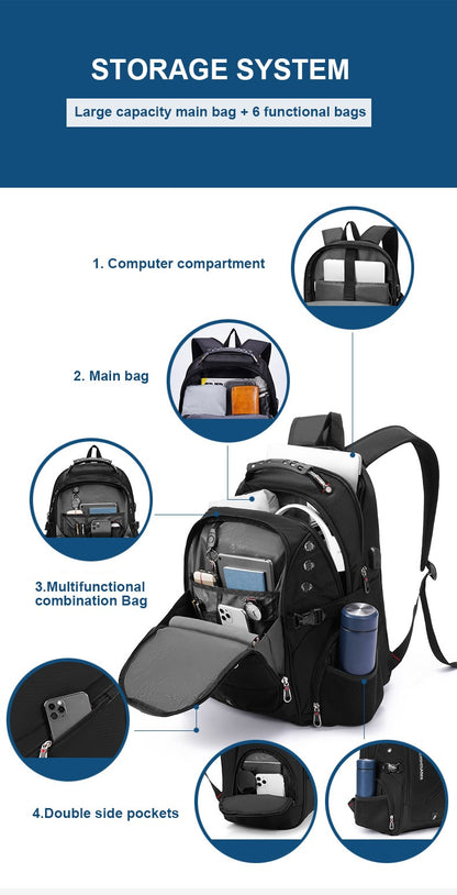 2025 Waterproof 17/20 Inch Laptop Backpack Men Airplane Travel Backpack Women Oxford Rucksack Male School Bag modern Mochila