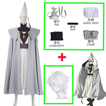 Anime Witch Hat Atelier Cosplay Costume Magician Qifrey Robe Cloak Belt Pointed Hat Wig Set Party Masquerade Carnival Adult Suit