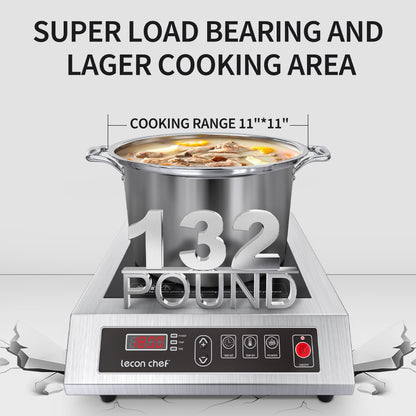 Leconchef Induction Cooktop Commercial Countertop Induction Cooker Electric Burner 10 Power&Temperature, Timer&Preset