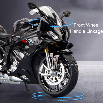 1:12 RRS1000 S1000RR Modelo de Brinquedo Motos de Liga Fundida Motocicletas Amortecimento Roda Dianteira Direcionável Pneus de Borracha Presente para Meninos
