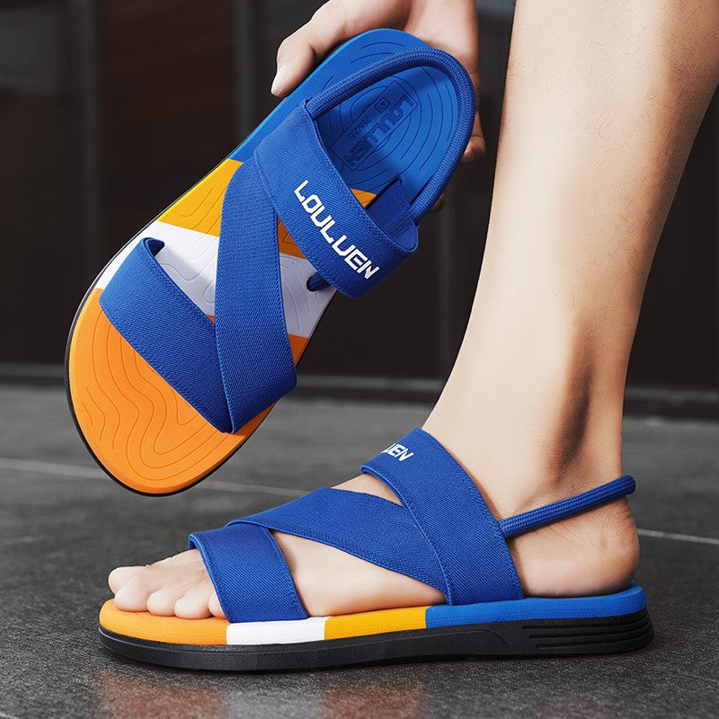 Slippers man summer ankle wrap shoes slip-resistant slide sandals summer male slippers beach Water Shoes Zapatillas Hombre Blue