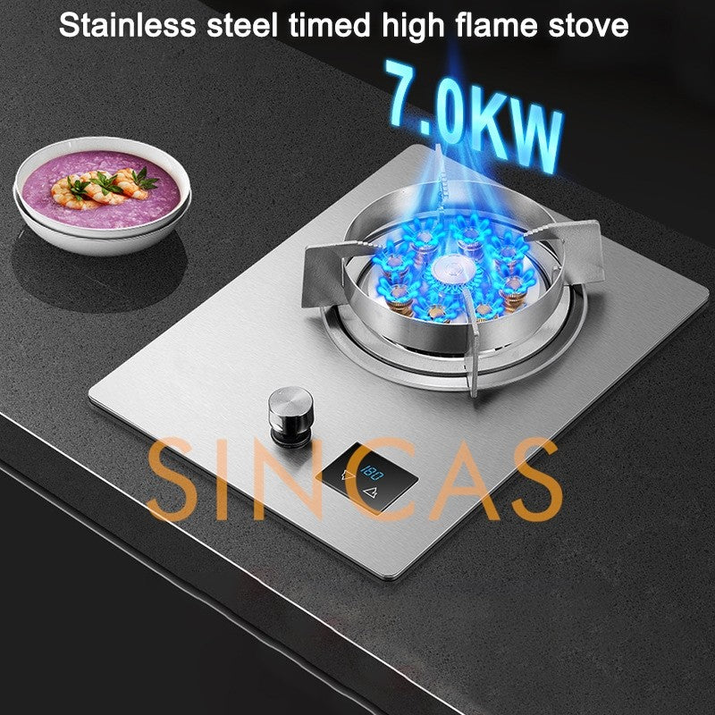 Fogão a Gás Inox de Apenas Uma Boca Gás Liquefeito/Natural Embutido Fogão Doméstico de Alta Chama Fogão de Fogo Forte para Cozinha
