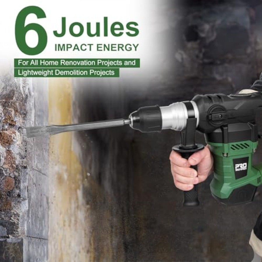 Furadeira de Impacto Rotativa SDS-Plus 1-1/4" com Motor Potente de 13 Amperes e 4 Funções para Aplicações em Concreto, Aço e Madeira