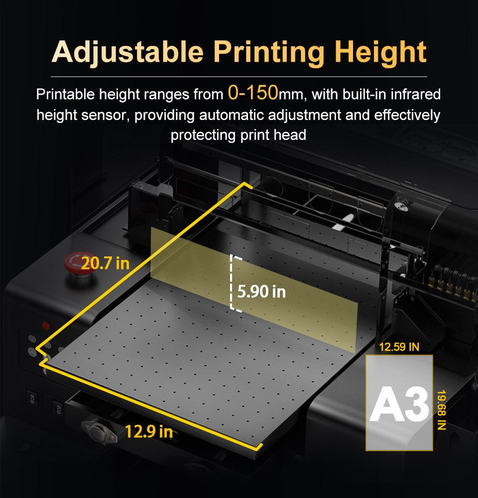 A3 UV Printer XP600 UV Flatbed Printing Machine with Varnish A4 A3 UV DTF Printer For Pen Metal Wood Acrylic UV Sticker Printer