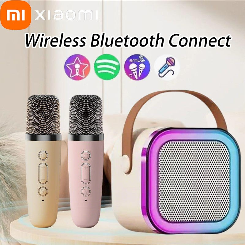 Caixa de Som Portátil Bluetooth Sem Fio Xiaomi K12 com 2 Microfones e Karaokê para Cantar em Família, Presente para Crianças