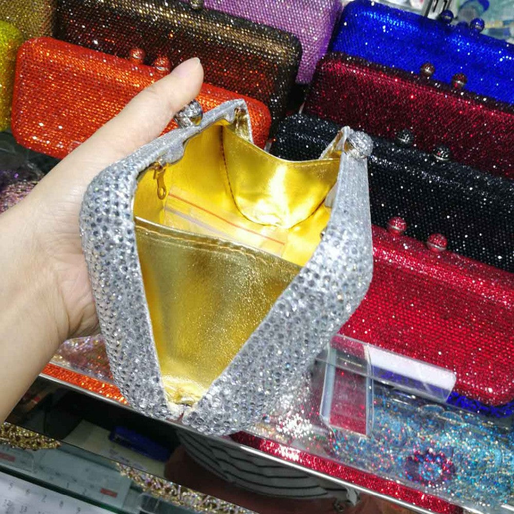Wine Cheaper Crystal Rhinestones Women Evening Clutch Bag Bridal Wedding Clutches Party Dinner Prom Chain Shoulder Handbag Purse