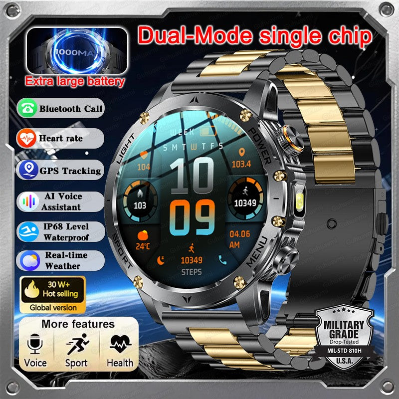 T-Rex 3 Military Grade 1000mAh Battery Smart Watch IP68 Waterproof GPS Bluetooth call AMOLED HD Men Sports 2025 New Smartwatch