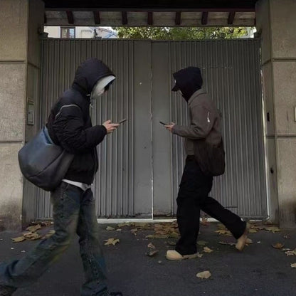 Vintage Style Men's Crossbody Bag?? Large Capacity ??Large Size?? Messenger Bag PU Leather Pleated Tote Bag?? Daily Use??