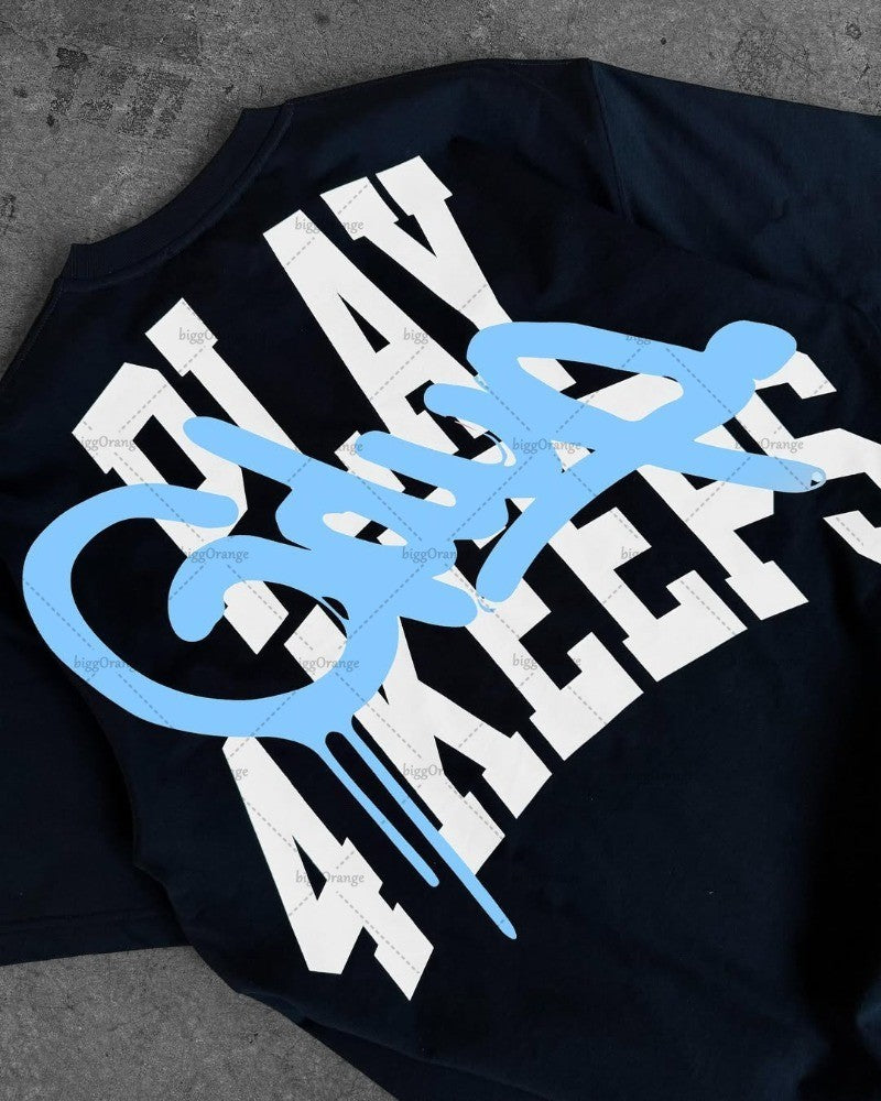 American High Street Fashion Clothing Harajuku Retro Letter Casual Loose T-shirt Men Street Hip-hop Fashion Oversized Top Women