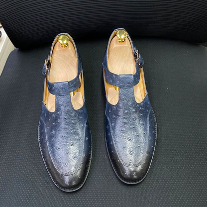 Men's leather sandals with toe caps, summer new style, personalized fashion show, handmade men's shoes, cowhide outdoor