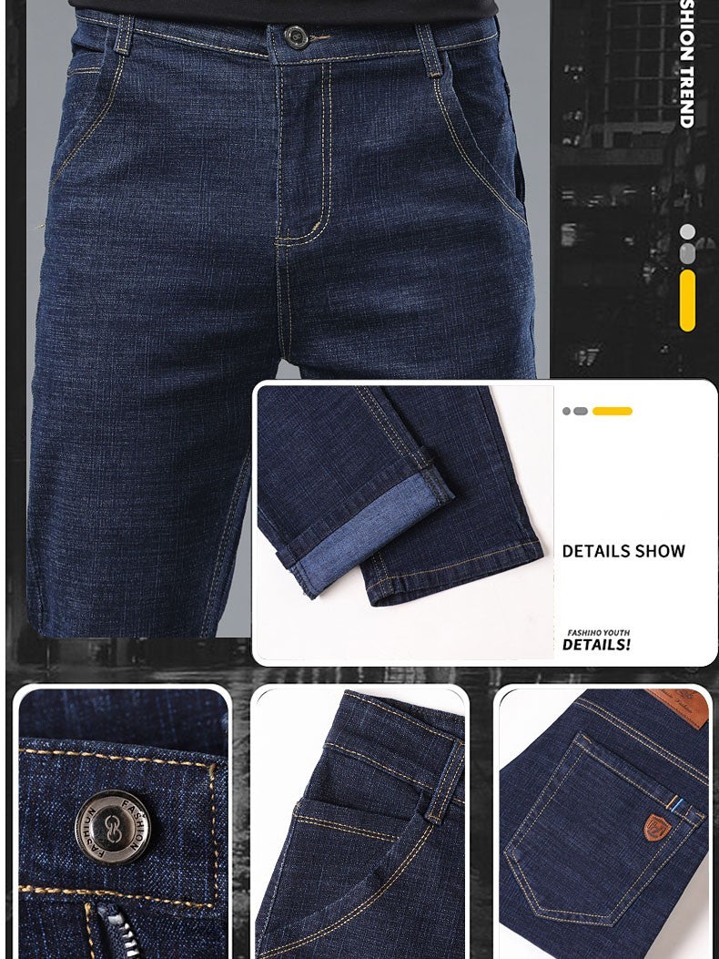 Calça Jeans Masculina de Marca de Luxo Stretch Reta Casual Slim Fit Jeans Masculino Design Clássico de Negócios Calça Tamanho Grande