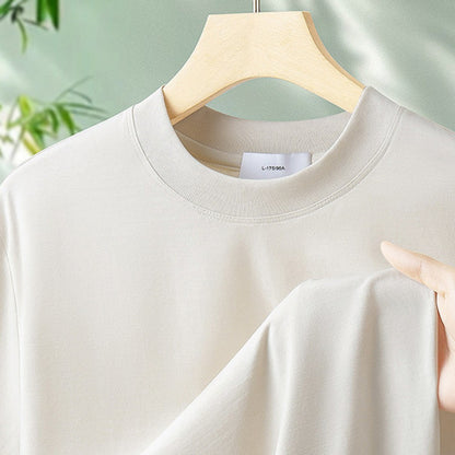 64% Cotton 25% Bamboo Fiber Cool T Shirt Men Short Sleeve Summer Tops For Men Round Neck Skin Friendly Solid Color Male Clothes