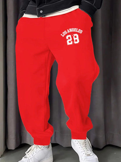 Los Angeges Number 28 Printing Male Sweatpants Fashion Long Pants Trendy Basic Trousers Casual Elastic Waist All-Match Pant