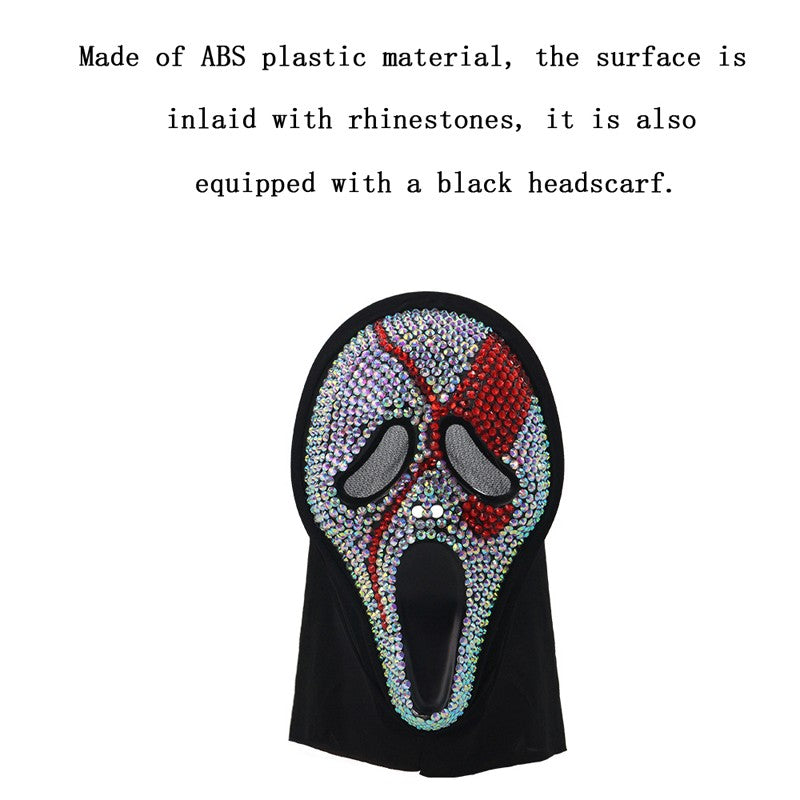 Cosplay Unique Bleed Bloody With Diamond-Studded Ghost Scream Mask Full Face Head Cover Halloween Carnival Party Costume Props