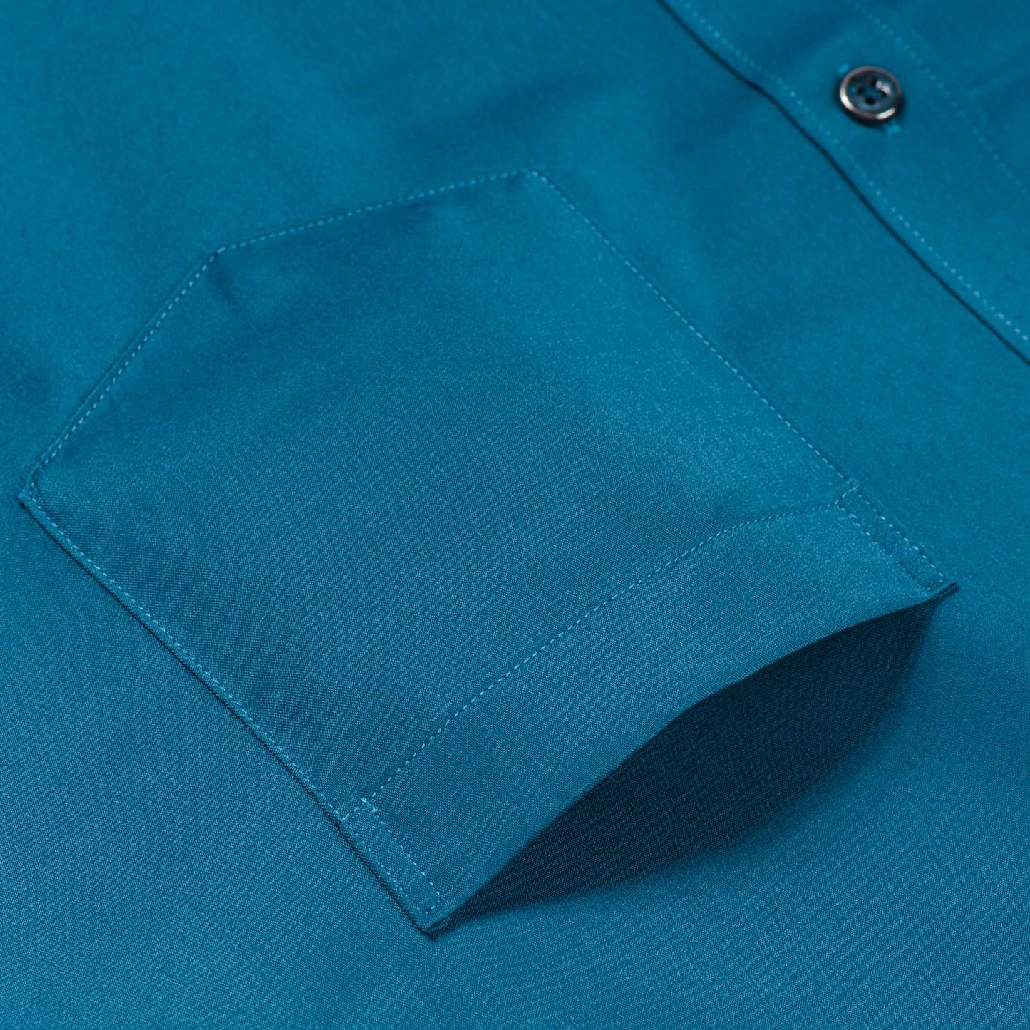 Men's Sleek Stretch Long Sleeve Button Up Shirts with Chest Pocket, Solid Color Formal Business Wrinkle Free Menswear Clothing