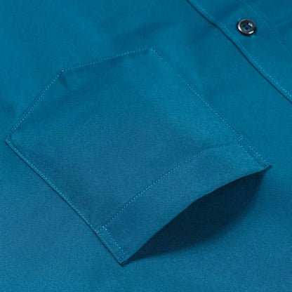 Men's Sleek Stretch Long Sleeve Button Up Shirts with Chest Pocket, Solid Color Formal Business Wrinkle Free Menswear Clothing